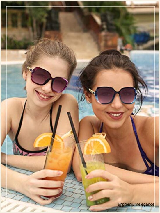 7 Pack Oversized Sunglasses Sparkling Frame Classic Square Polarized Ladies